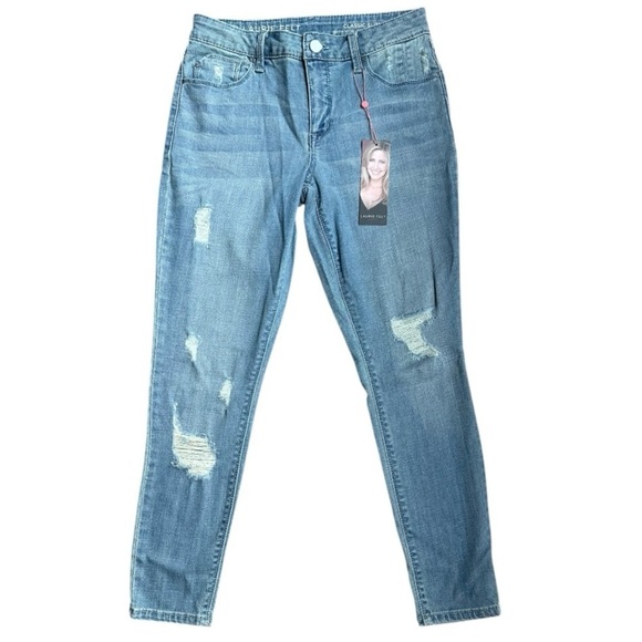 Laurie Felt - Classic Denim Ripped Slim Leg Jeans Size 4  NWT - Picture 3 of 14